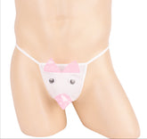 Kawaii Men's Sheer Lace T-Back Crop Top | Pink Anime-Inspired Lingerie for Party & Cosplay